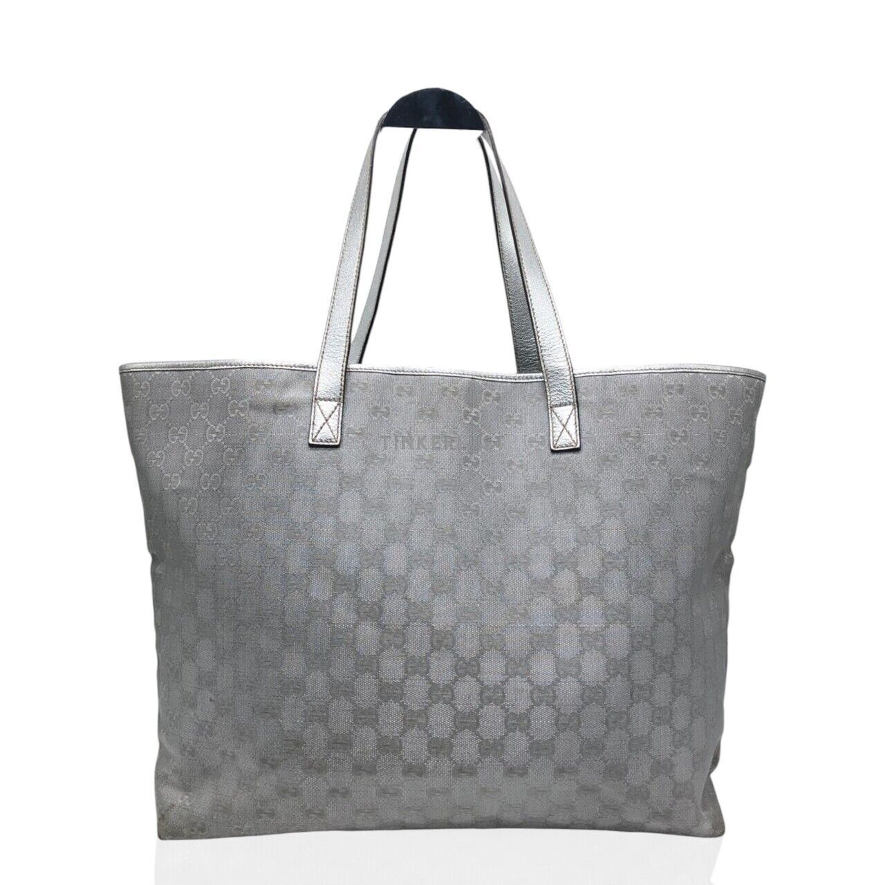 tas tote bag Gucci GG Canvas Silver Shopping Tote Bag Tinkerlust